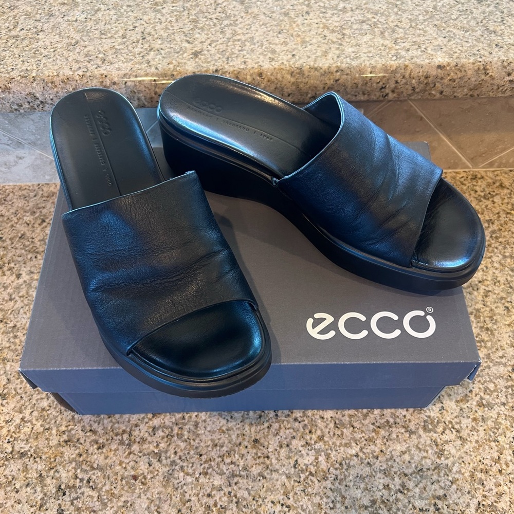 Ecco Flowt Wedge LX W Sandle, EU41 US 10 1/2, Black